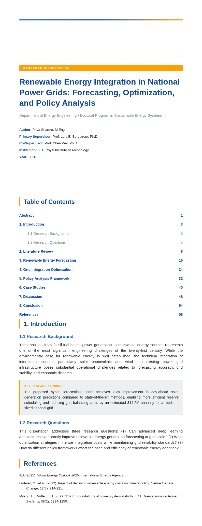 Research oriented thesis